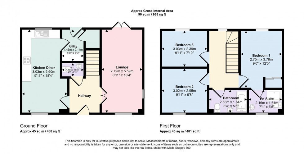 Floorplan for Freemans Way, Greens Norton.